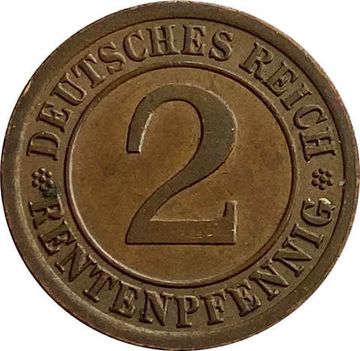 2 рентенпфеннига 1923 Германия "A"