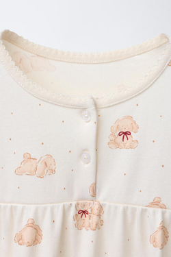 ZARA ПИЖАМА-НОЧНАЯ РУБАШКА С ПРИНТОМ «ЩЕНКИ», РЫЖЕВАТО-КОРИЧНЕВЫЙ