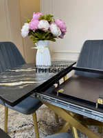 Круглый раздвижной стол "Лофт", луанда и стулья "Чикаго"