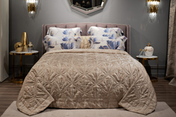 Покрывало 260х260 Garda Decor Houston Кристалло бежевое со стежкой