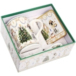 Кружка керамическая 300мл «Щелкунчик» в наборе с ложкой и подставкой, в подарочной коробке