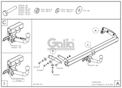 Фаркоп оцинкованный Galia F136A для FORD Edge, SUV, 2015-(паспорт и сертификат в комплекте)(без электрики)