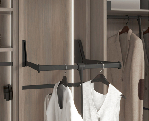 Пантограф для гардеробной стандартный, Конеро, W 985-1168 мм, нагрузка 0,5-12 кг, ЧЕРНЫЙ