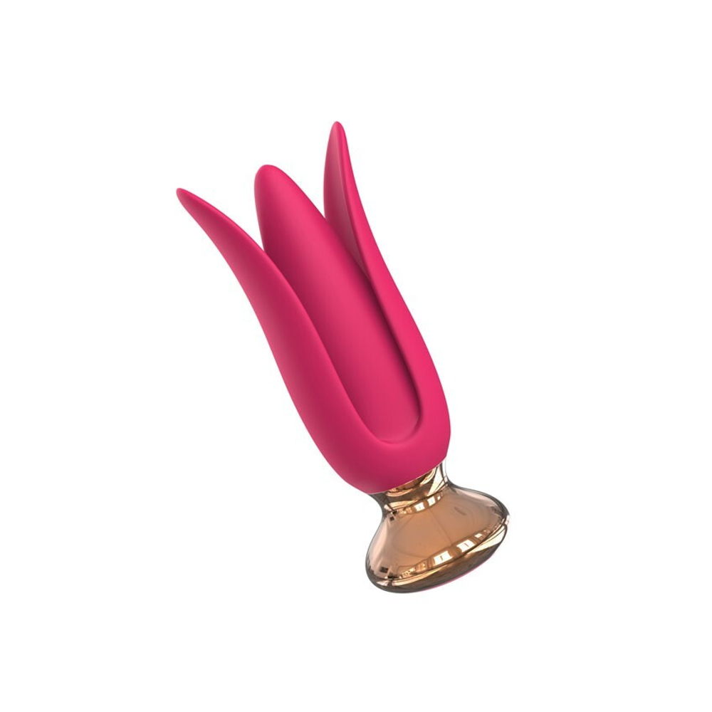 Розовая анальная вибровтулка с лепестками (Цвет: розовый)