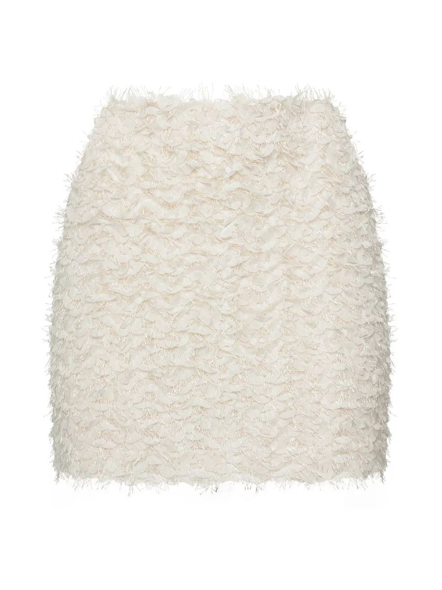 Юбка из шифона с лепестками мини кремовая