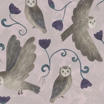 Совы на розовом