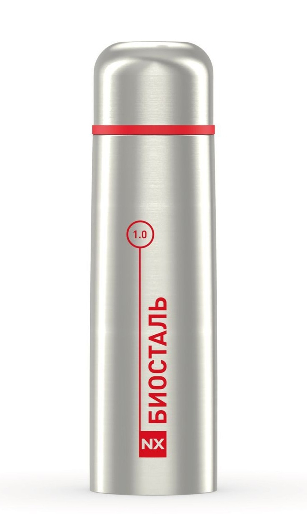 Термос Biostal (1 литр), узкое горло, пробка с кнопкой, облегчённая версия