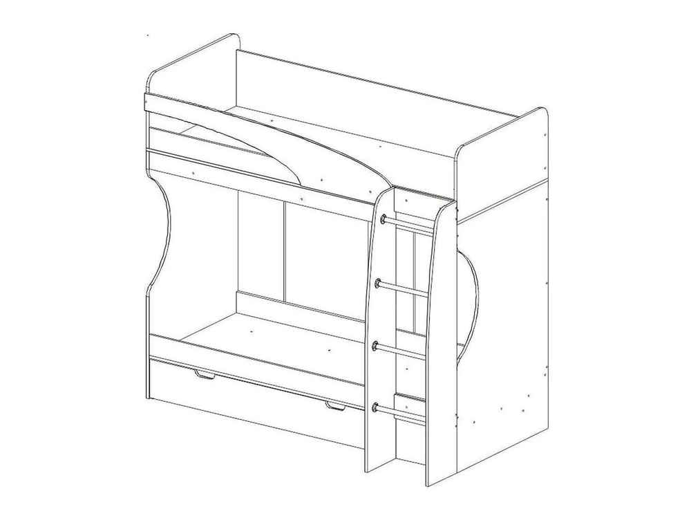 Карамель 77-02 кровать-чердак 2х этажная Ясень Анкор светлый / Зеленый