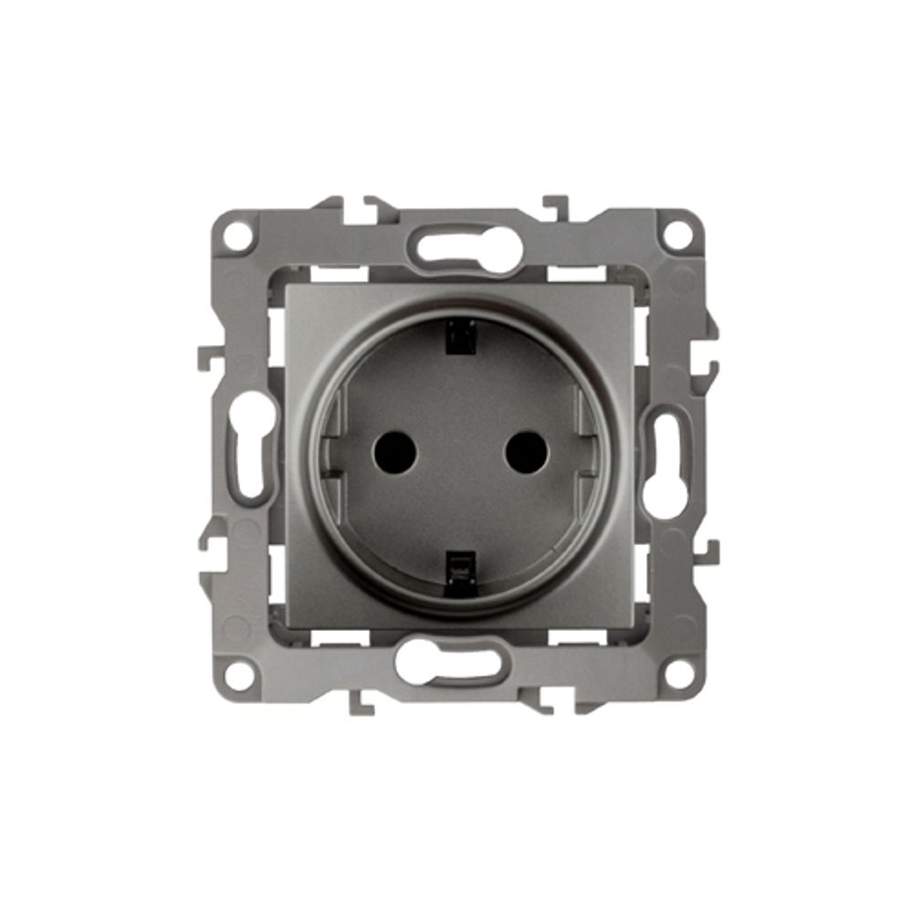 Розетка ЭРА Серия 12 12-2102-12 2P+E Schuko со шторками 16A-250В IP20 графит
