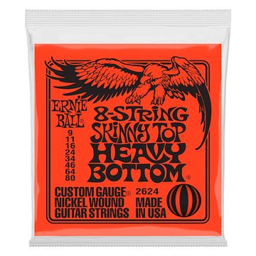Струны для 8 струнной электрогитары 9-80 ERNIE BALL 2624 Nickel Wound Slinky Skinny Top Heavy Bottom