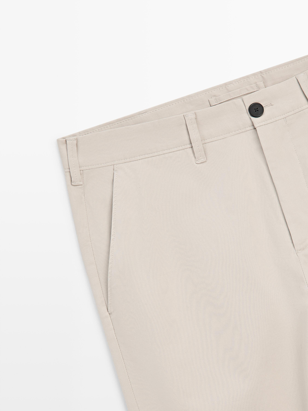 Massimo Dutti Зауженные брюки из смесовой хлопковой ткани, бежевый