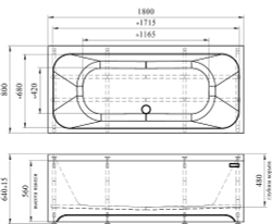 Акриловая ванна Прованс 180*80, каркас