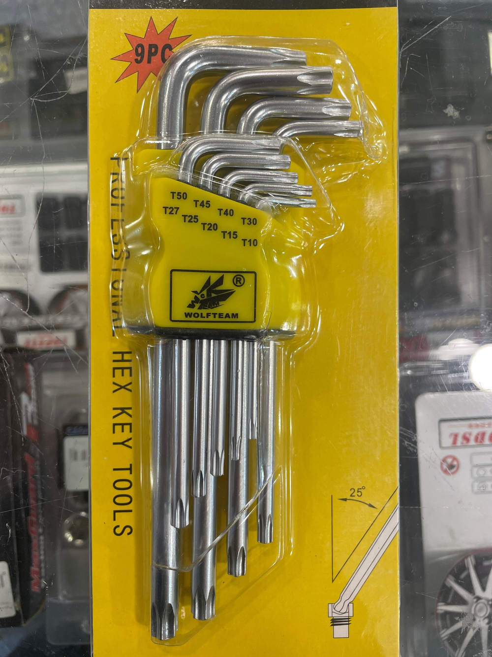 Набор (180 мм, средний) ключей TORX (Е-тип) средний, CrV, T10 - T50, 9 шт. (HLJ-008)