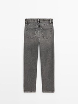 Massimo Dutti Прямые джинсы с высокой талией, угольный