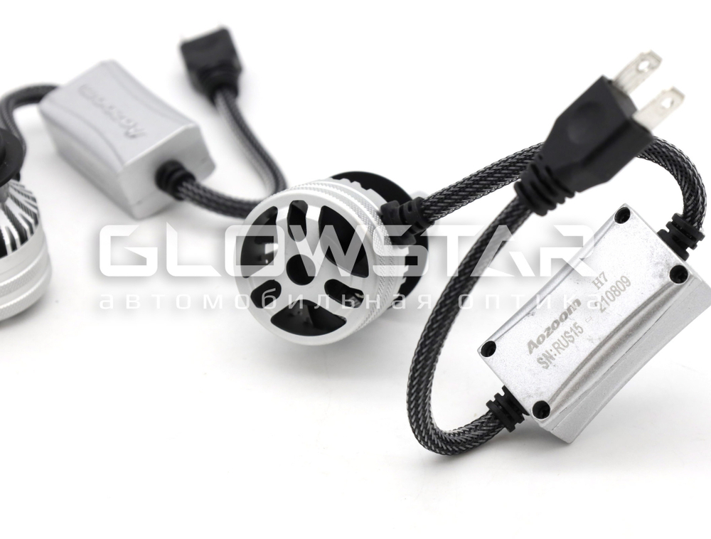 Светодиодные лампы H7 Aozoom ALH-08 в штатную линзу с вент-ром, 12V, 35W, 6000K (комплект, 2шт)