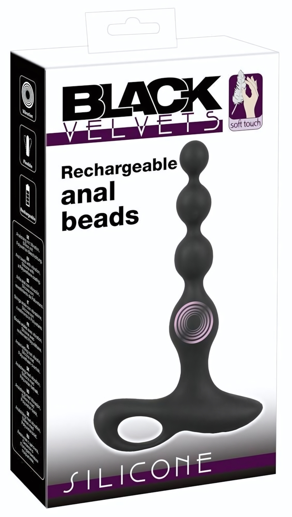 Черная анальная цепочка с вибрацией Rechargeable Anal Beads - 20 см. (Цвет: черный)