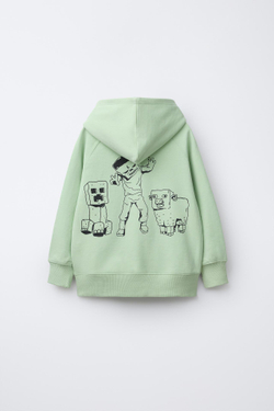 ZARA ХУДИ С ПРИНТОМ «МАЙНКРАФТ» © MOJANG AB.™, ЯБЛОЧНО-ЗЕЛЕНЫЙ