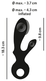 Черный вибратор-кролик с функцией расширения Inflatable Rabbit Vibrator - 18,3 см. (Цвет: черный)