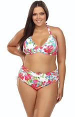 Купальник plus size с ярким цветочным принтом (Размер: 75E/38) (Цвет: разноцветный)