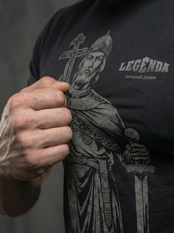 Футболка спортивная хлопковая мужская черная LEGENDA Князь