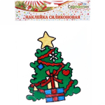 Наклейка на стекло 19*23,5 см,»Блестящая елочка»