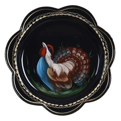 Жостовский поднос декоративный, размер 18 см (A1), металлический