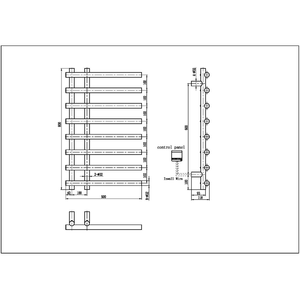 Полотенцесушитель электрический Boheme UNO 722-SGM, SHINE GUN METAL