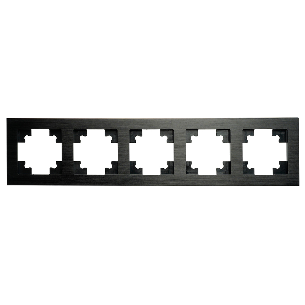 Рамка 5-местная, металл, STEKKER, MFR00-7005-05, серия Катрин, черный 50028