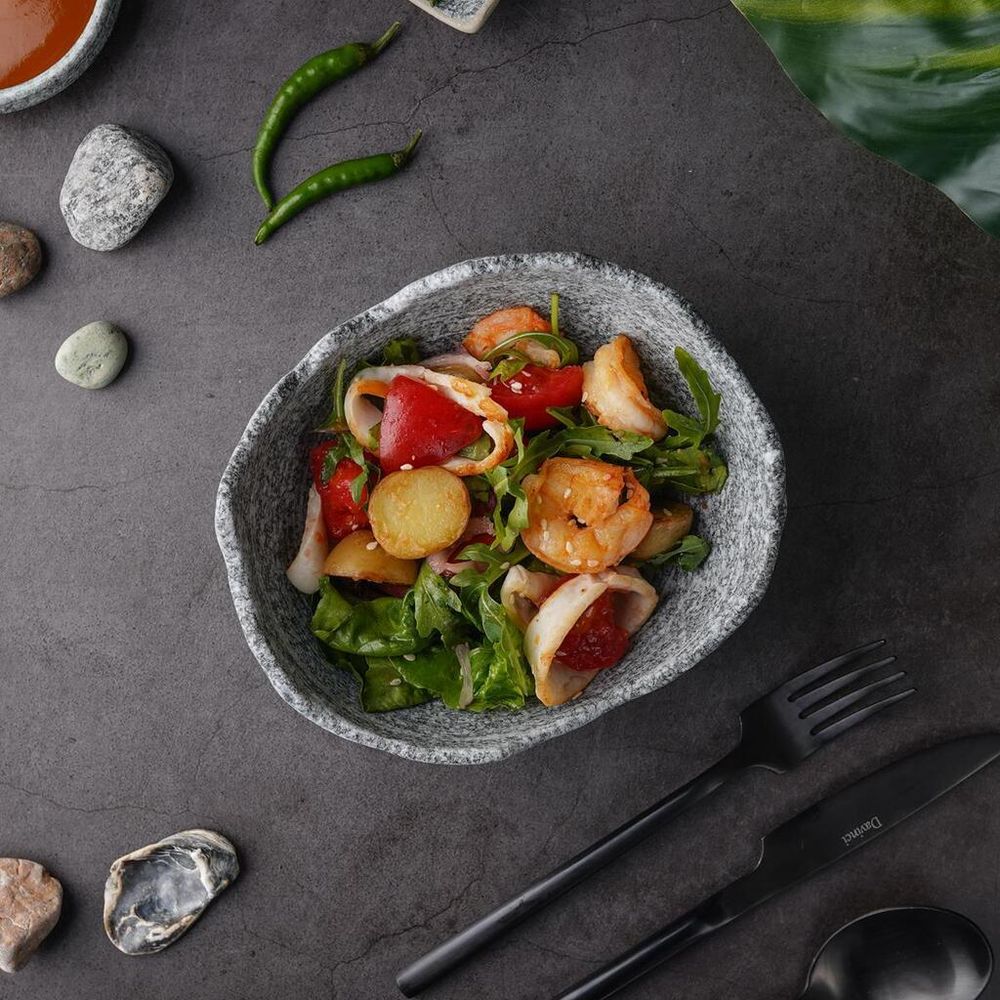 Салатник 290 мл 17*14 см h6,5 см Wave Up Stone Crush Untouched Taiga P.L. [1]