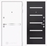 Дверь входная Лабиринт Лайн WHITE 01 - Венге, стекло белое металлическая