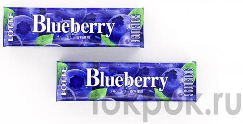 Жевательная резинка Lotte Blueberry с голубикой, 9 пластинок