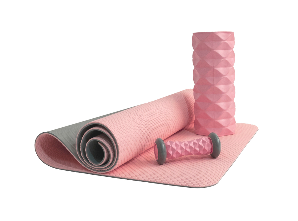 Коврик для йоги 6 мм TPE розовый