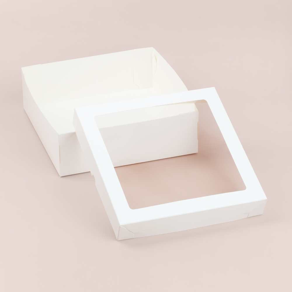 Коробка для зефира и печенья с окном 200*200*70 мм