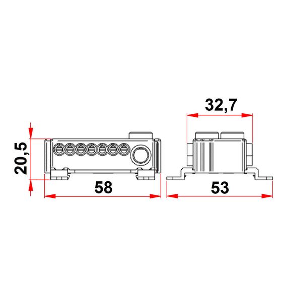 Клеммный блок пружинный N 2x25 + 14x6 кв.мм. Schrack Technik IK021078--