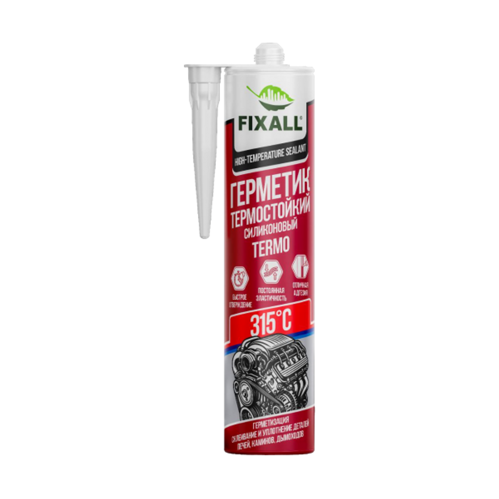 Герметик силиконовый FIXALL высокотемпературный (+300°C) красный 300мл.
