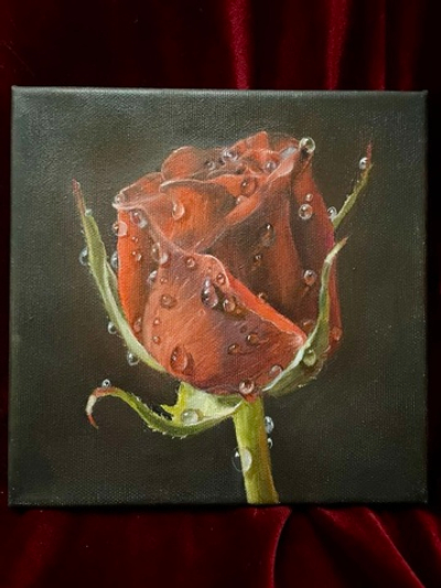 Картина «Роза» | Холст, масло 20х20 см | Художница Ефимова Ольга