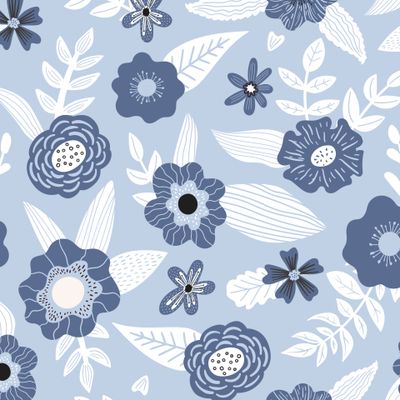 Цветы и растения на голубом фоне