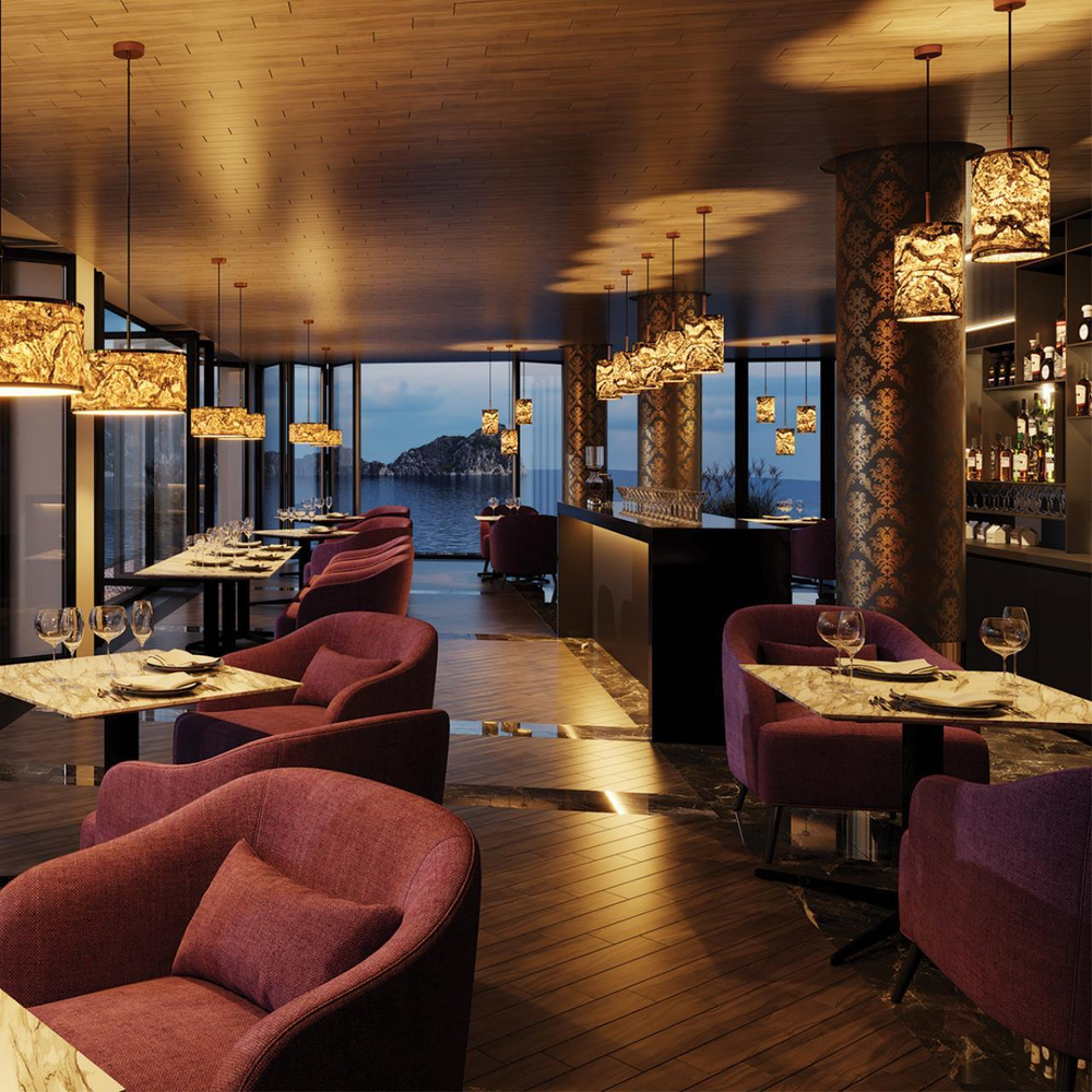 5064/1 MODERN ODL24 528 античн.бронза/серо-беж./металл/натур.камен."шпон" Подвес E27 LED 1*10W BERGI