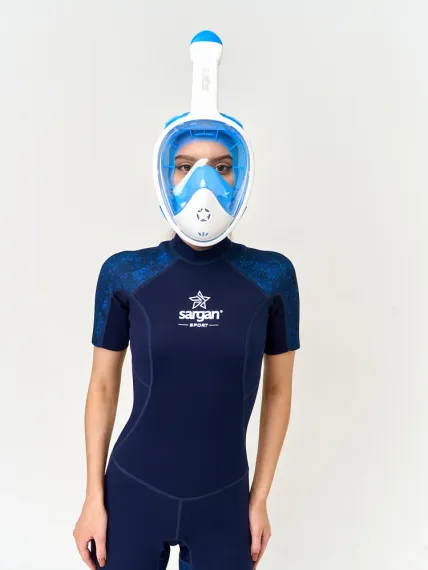 Маска полнолицевая Sargan Планета океан 2.0 белый/голубой
