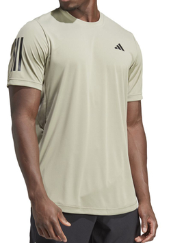 Мужская теннисная футболка Adidas Club 3-Stripes Tennis Tee - silver pebble