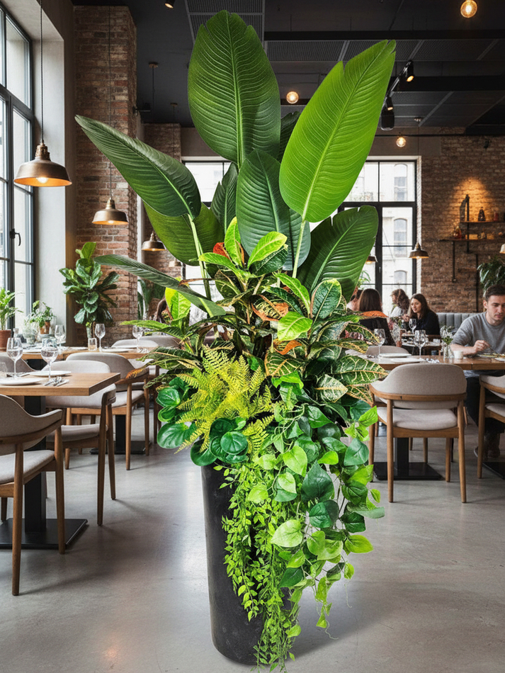 Искусственная композиция Интерьерная из растений 160см в кашпо