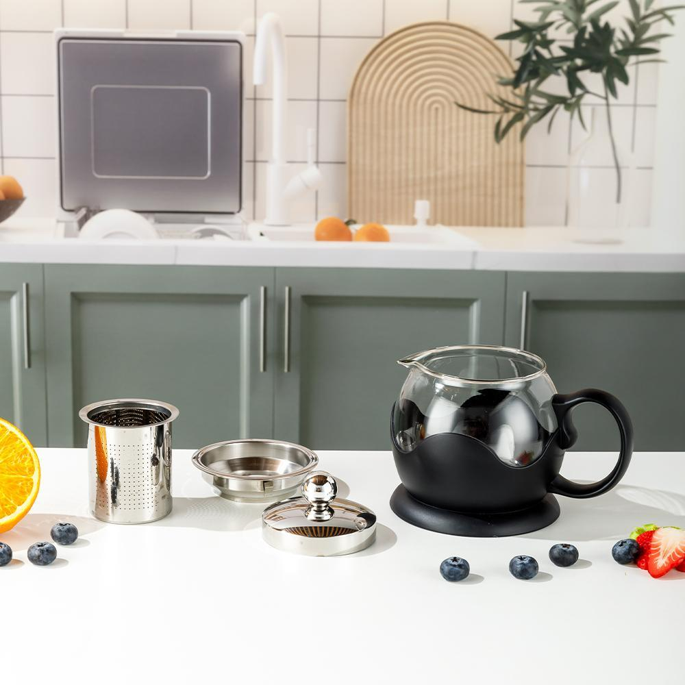 Чайник заварочный 0,8л стеклянный с металлическим ситом, MY-1948