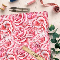 Ткань штапель розы с розами