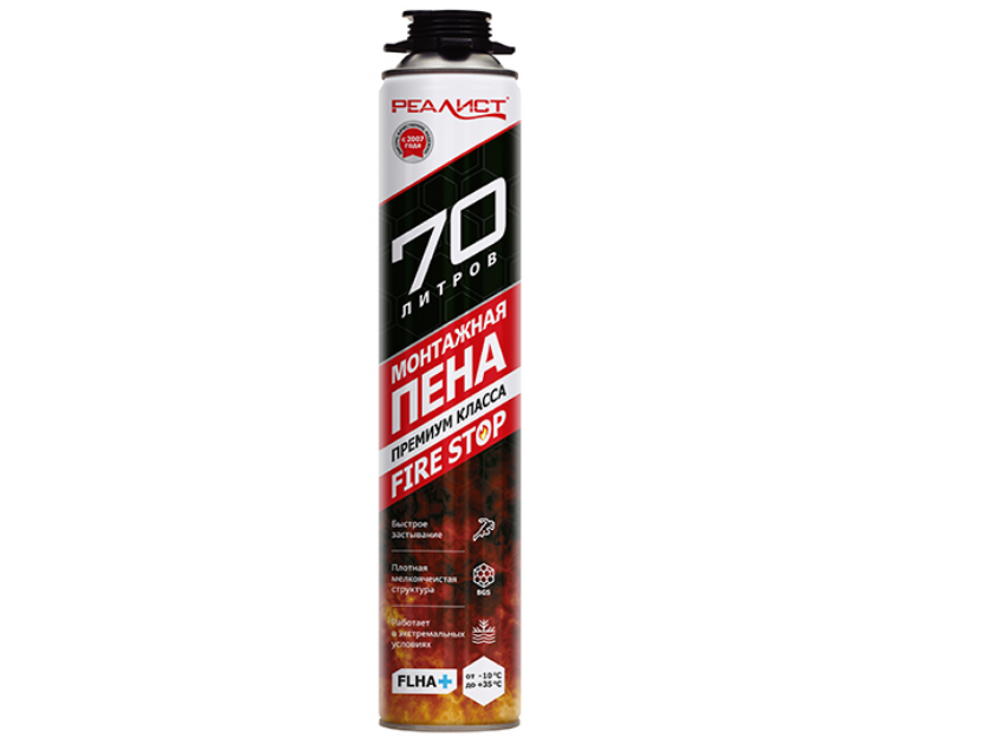 Пена монтажная REALIST PRO Огнестойкая 70 (12шт/уп.)