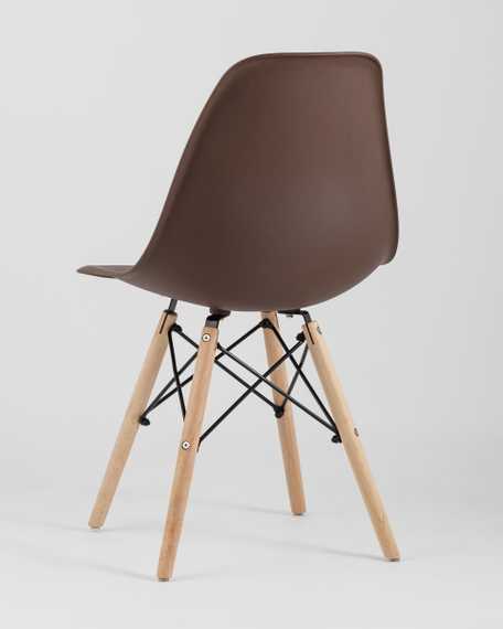 Eames Style DSW коричневый пластик, стальной каркас, натуральный массив бука