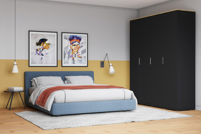 Распашной четырехсекционный шкаф Салерно 4 (МДФ) 23006 Софт Черный агат Черный 0190 PE 180*50*212 см, Черный   Фиеста