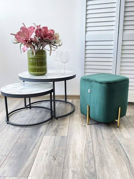 Пуф для гостиной М-City DISAUR Арес (Ares) Bluvel-78 Зеленый, Золотой