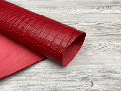 Capra Crocco Red (0,7-0,9 мм), цв. Красный, натуральная кожа