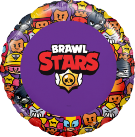 Шар (18""/46 см) Круг, Brawl Stars, Команда бойцов, дизайн №1, Фиолетовый, 1 шт. в упак. В39