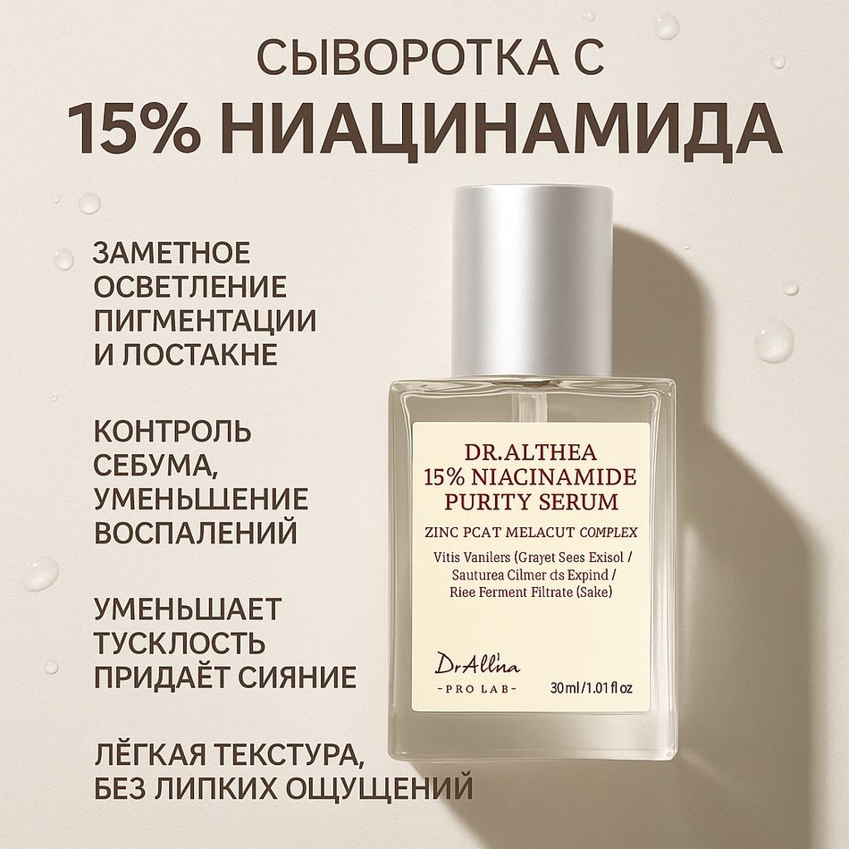 Осветляющая сыворотка с ниацинамидом и цинком Dr. Althea Niacinamide Purity Serum 30 мл
